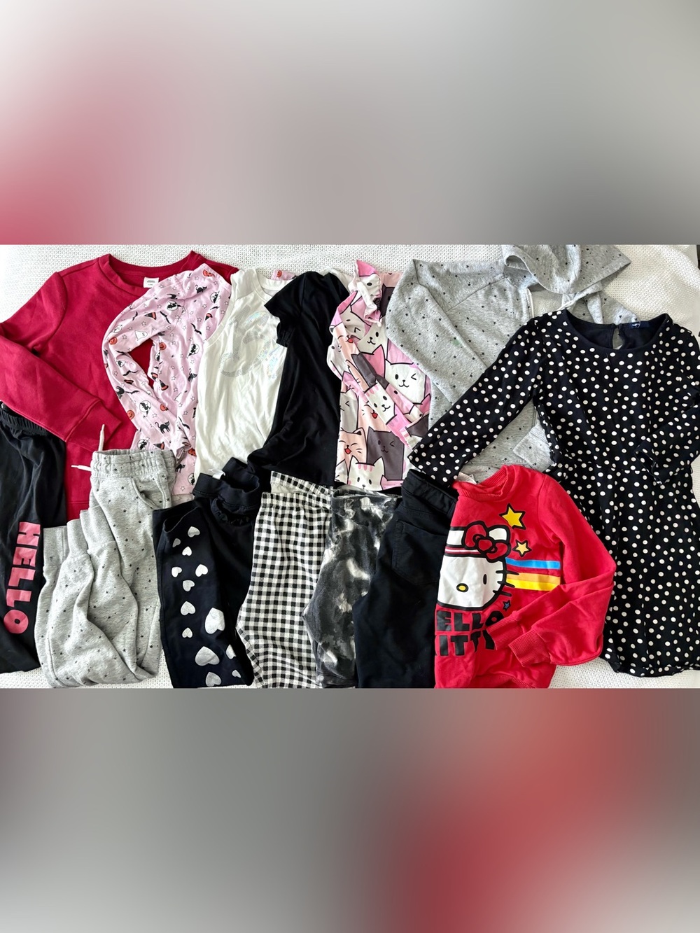 Hello Kitty Red, Black, White, Pink, Gap, children’s place, old navy top, dress